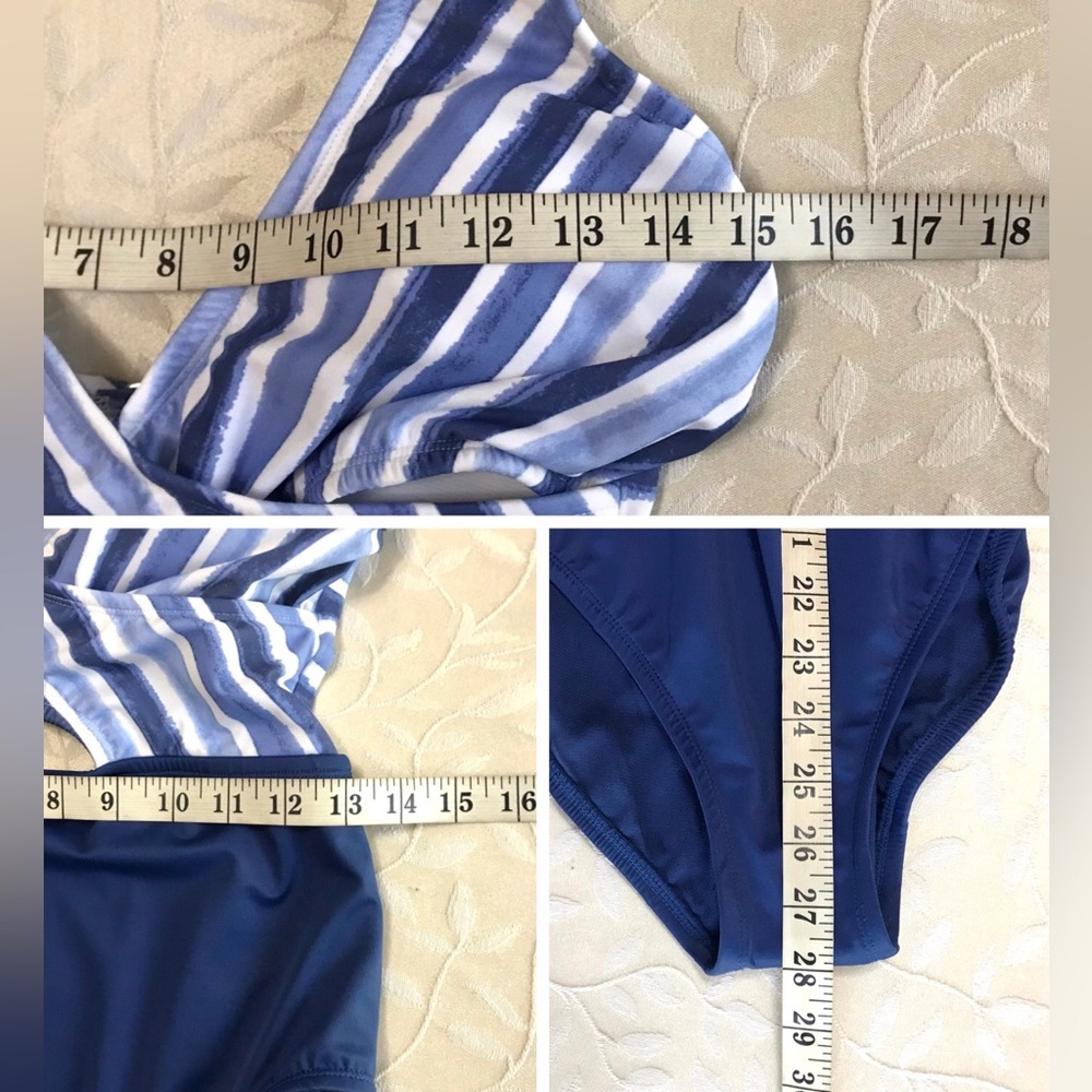 🆕 Beach Betty Womens Swimsuit One Piece Small Blue White Striped Keyhole NWT - Picture 10 of 10